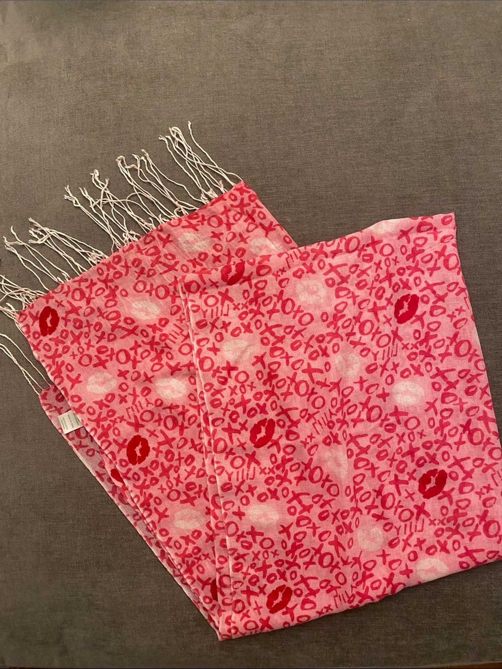 Lilly Pulitzer Pink & Red XOXO Kiss Fringe Murfee Scarf